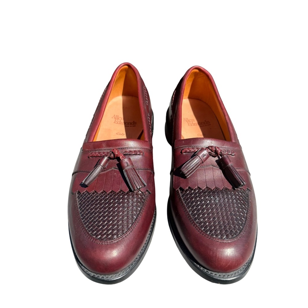 Allen Edmonds Cody Tassel Loafers Oxblood Burgundy Leather Woven 9.5 D Wide